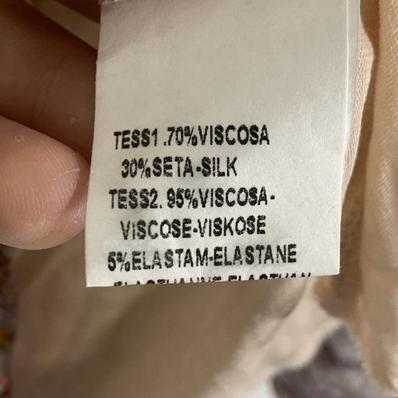 Moda Seta Italy Geometric Round Neck Sheer Flowy Top Blouse Womens Medium - Picture 10 of 13